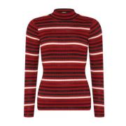 Stribet Ribstrik Pullover Bluse Roccoco