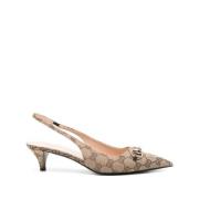 Signatur Horsebit Beige/Brun Slingback Hæle