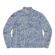 Jacquard Denim Trucker Jacket Blå