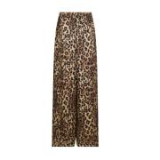 Leopard Print Wide Leg Satin Bukser