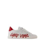 Hvide Læder Sneakers - Good Vibes