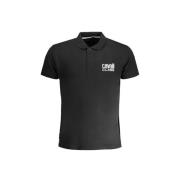 Sort Bomuld Polo Shirt med Korte Ærmer og Knapper