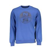 Blå Crewneck Sweatshirt med Logo Print