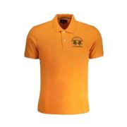 Orange Bomuld Polo Shirt med Korte Ærmer