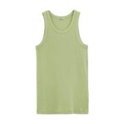 Grøn Bomuld Ribbet Tank Top