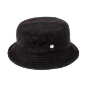 Sort Mohair Bucket Hat med Logo