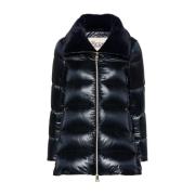 Navy Blue Padded Coat Faux-Fur Krave