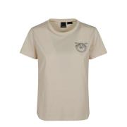 Hvid Bomulds T-Shirt med Logo Broderi