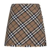 Tjek Print Uld Blanding Kilt Miniskirt