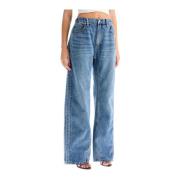 Logo Stribet Wide Leg Denim Jeans