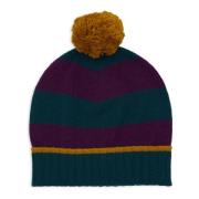 Grøn Stribet Beanie Hat