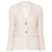 Beige Blazer med Peak Revers