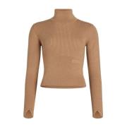 Ribstrikket Sweater med Applikationslogo