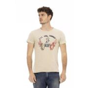 Beige Bomuld Bland T-Shirt med Print