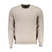 Beige Bomuldssweater Klassisk Crew Neck