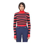 Stribet Lurex Turtleneck Sweater