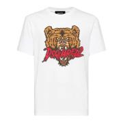 Grafisk Print T-shirt Hvid