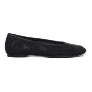 Sort Perforerede Ballet Flats Mesh Italien