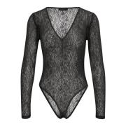 Sort bodystocking med V-hals