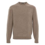 Brun Crew Neck Striktrøje Sweater