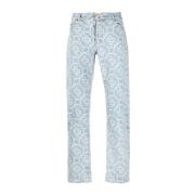 Monogram Print Straight Leg Jeans