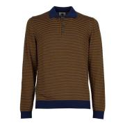 Blå Windsor Stripe Polo Skjorte