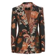 Sort Blomstret Blazer Peak Revers