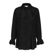 Feminin Gennemsigtig Sort Bluse