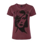 Bordeaux Rød Jersey Bowie Print T-shirt