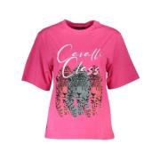 Elegant Slim Fit Pink Tee med Stilfuldt Print