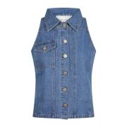 Blå Denim Vest Sylvie Stil