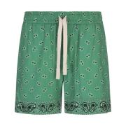 Grøn Paisley Print Sports Shorts