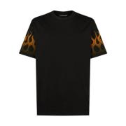 Sort Flamme Oversized Bomuld T-Shirt