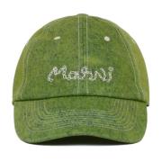 Grøn Denim Hat med Broderet Logo