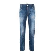 Blå Slim Fit Ripped Jeans