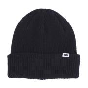 Sort Ribstrikket Beanie Hat