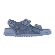 Sandaler i denim og læder