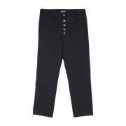 Navy Blue Wool Cropped Trousers