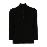 Sort Strikket Turtleneck Sweater