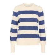 Stribet Pullover Sweater Turtle Dove/Blue