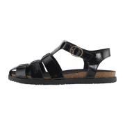 Sort Læder Sandal 1103-004-002