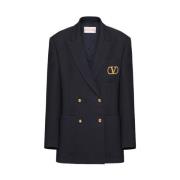 Marineblå Uld Blazer med VLogo