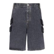 Side Strap Brugt Sort Denim Bermuda