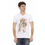 Elegant V-hals T-shirt med stilfuld frontprint