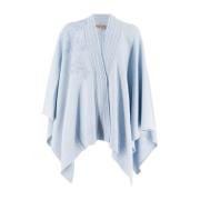 Blomsterapplikation Strik Poncho