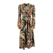 Blomstret Paisley Print Midi Kjole