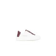 Hvid Bordeaux Læder Sneakers