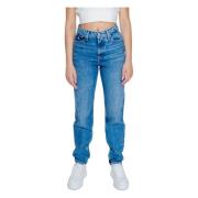 Blå Plain Kvinders Jeans med Lynlås