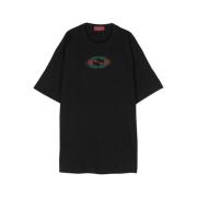 Sort Jersey T-shirt med Logo Print