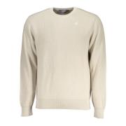 Beige Langærmet Crewneck Logo Skjorte